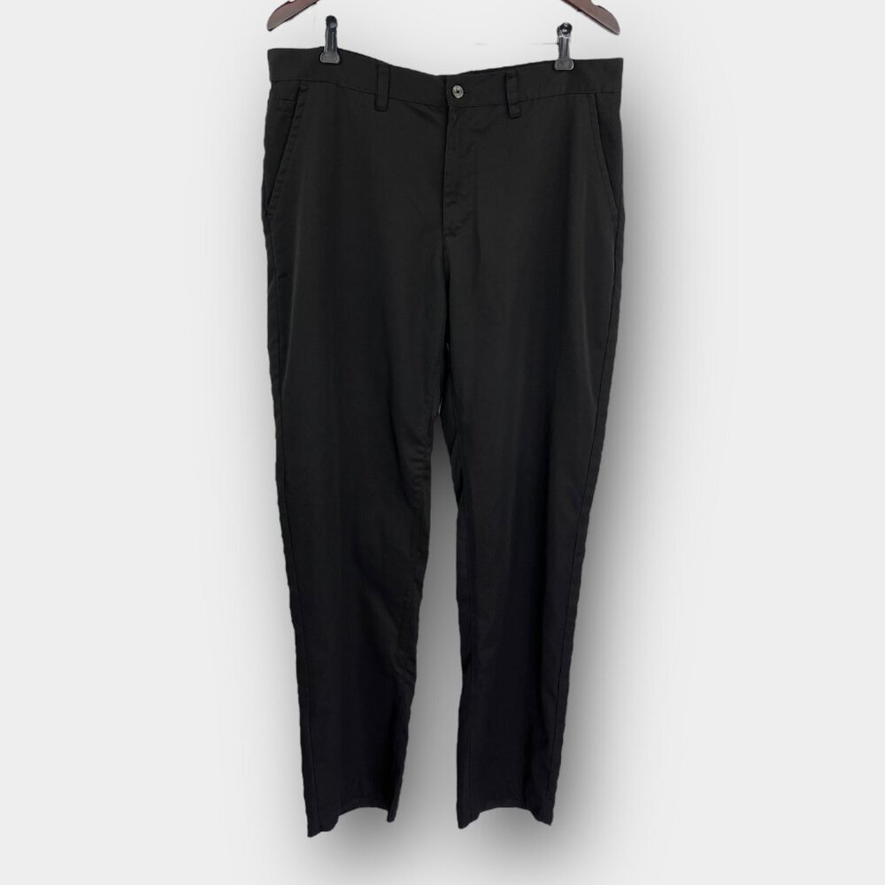 Fox Men’s Straight Leg Pants 36 Black Flat Front Zip Fly 4 Pocket Welt Back